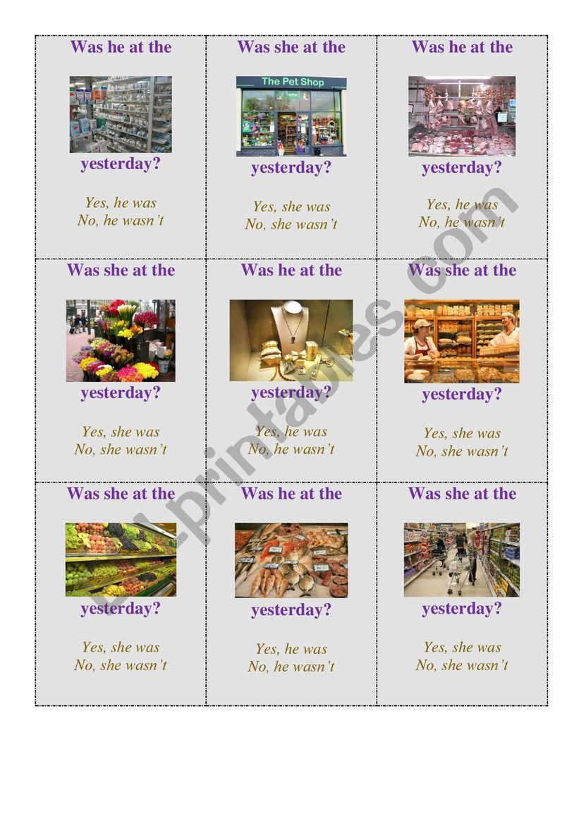 Shops (go fish) worksheet