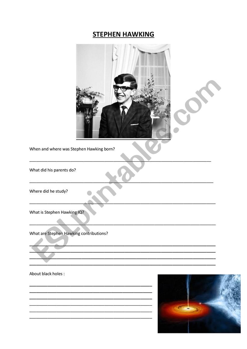 Stephen hawking quiz worksheet