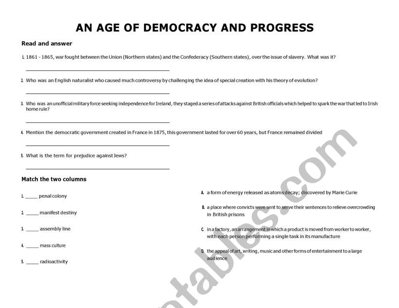 An Age of Progress and Democracy