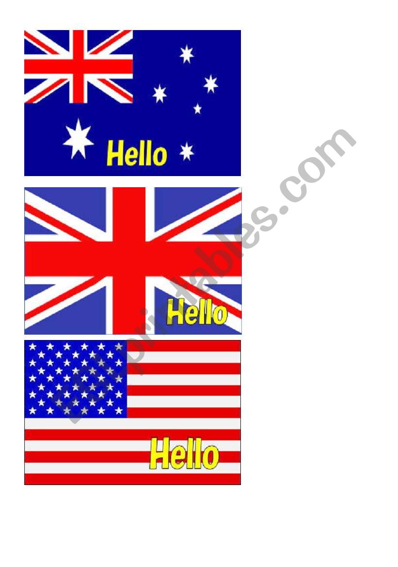 Greetings with flags worksheet