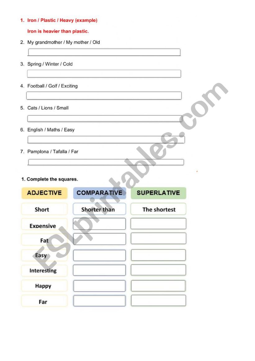 Comparativos en Ingles worksheet
