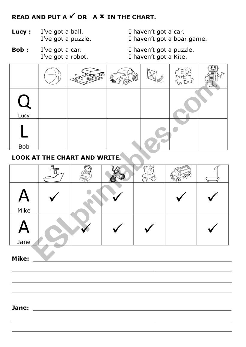 toys reading and writing worksheet