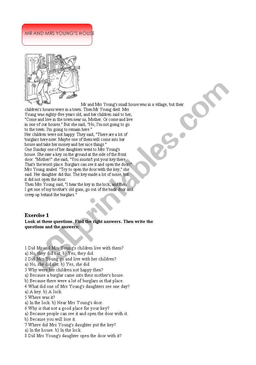 MR AND MRS BROWNS HOUSE worksheet