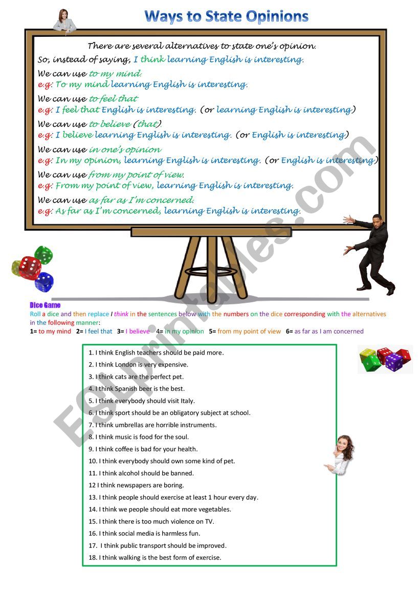 Ways to State Opinions worksheet