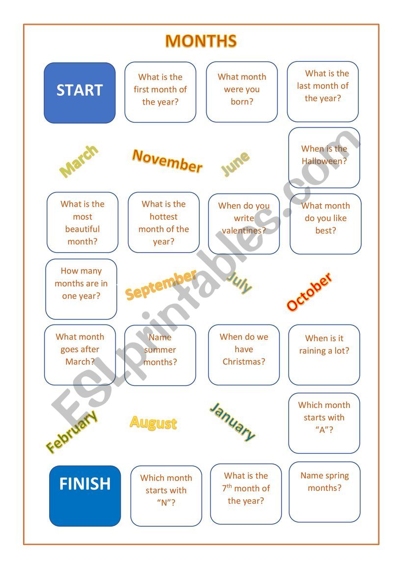 Month practive game worksheet