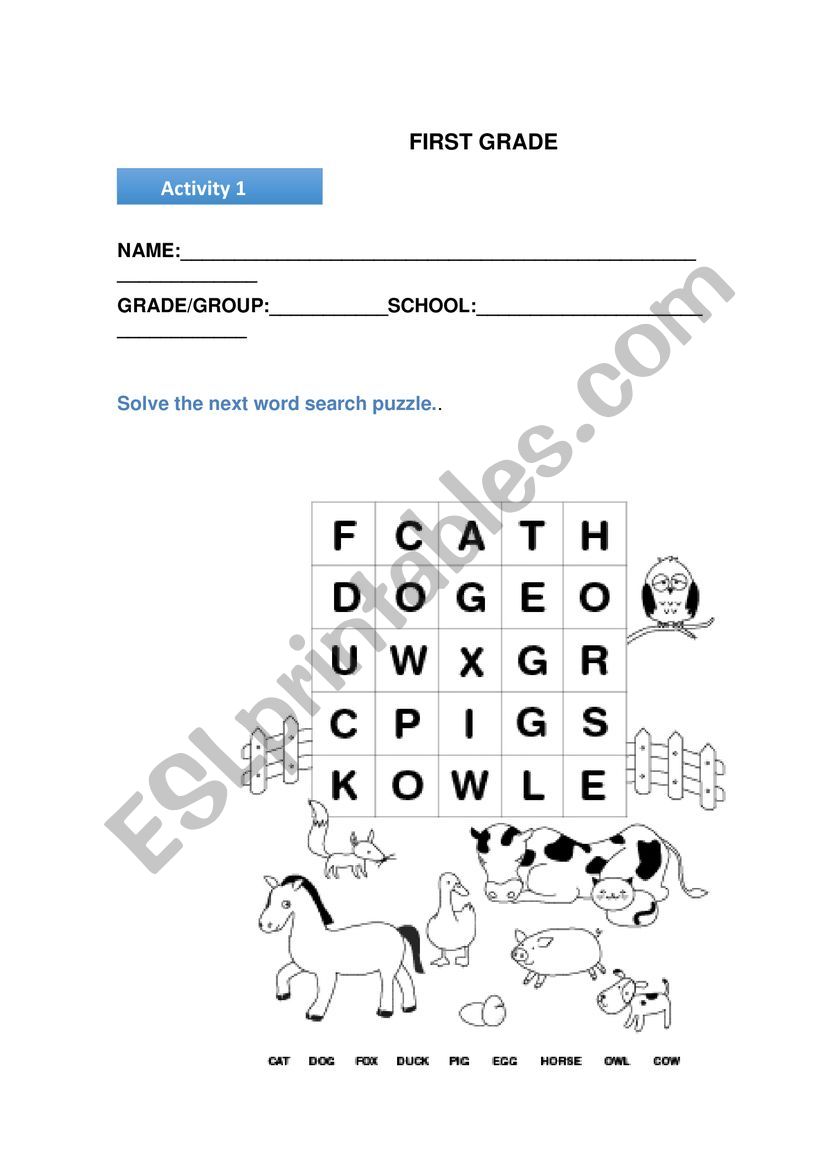 animals puzzle worksheet