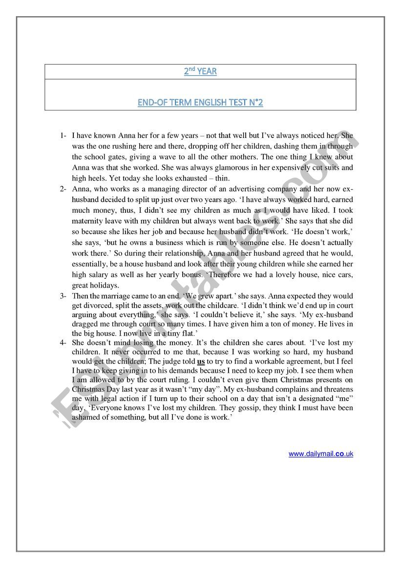 END-OF TERM TEST N2 worksheet