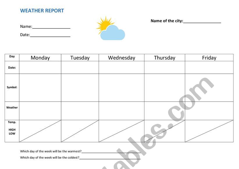 Weather Report worksheet