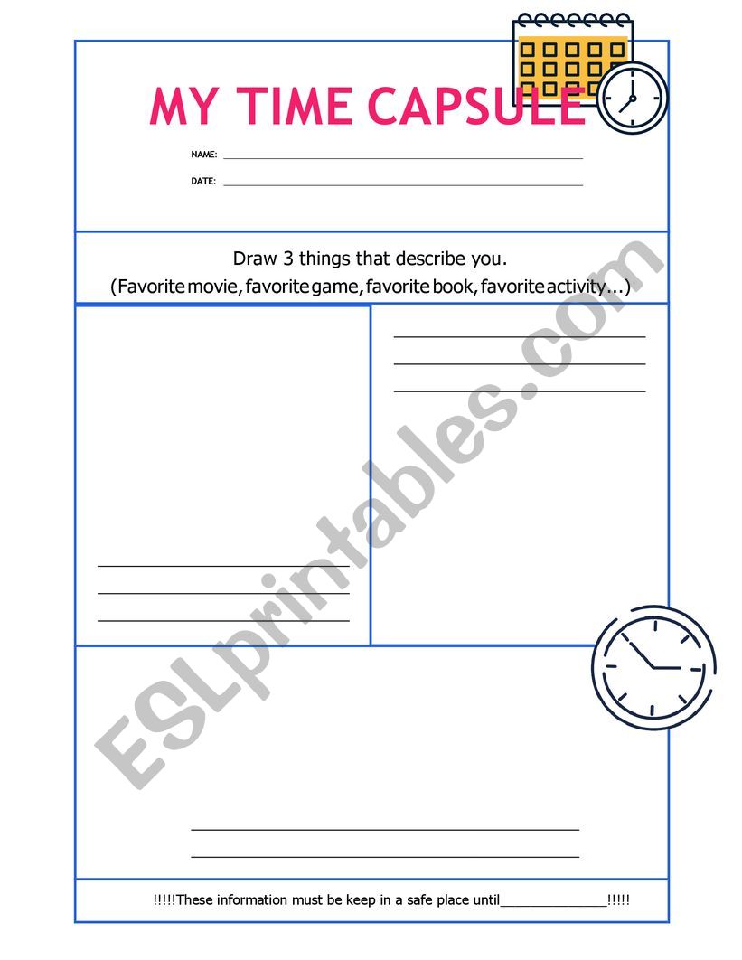 my-time-capsule-esl-worksheet-by-vennesg