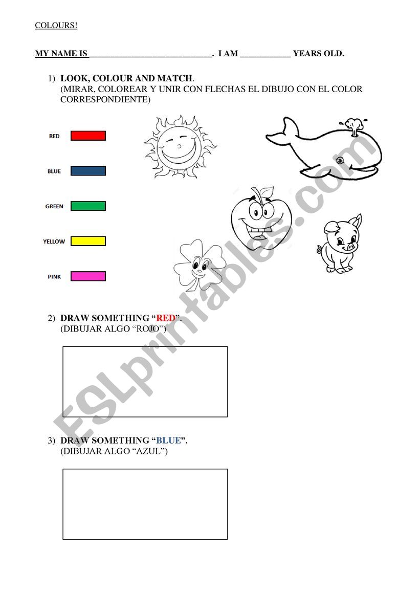 COLOURS worksheet