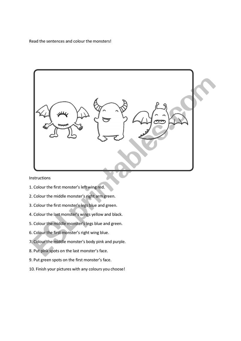 Read and colour worksheet