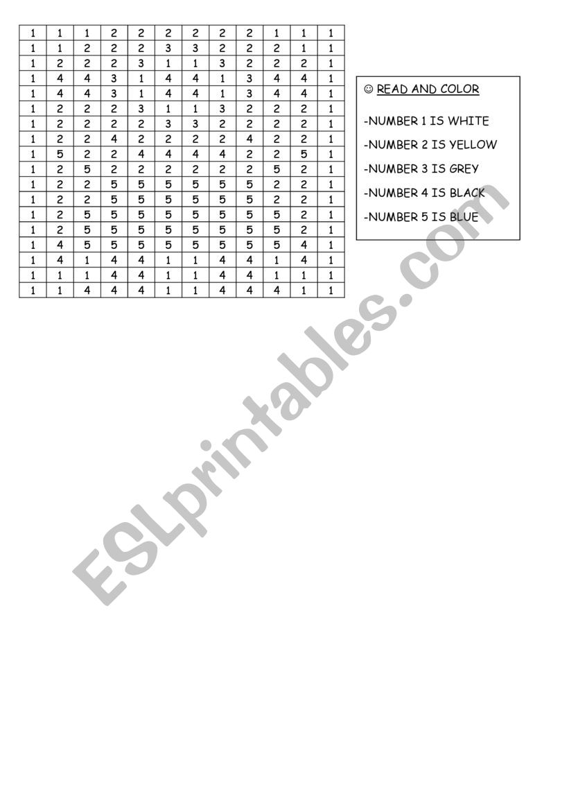 Minions - Read and colour the numbers