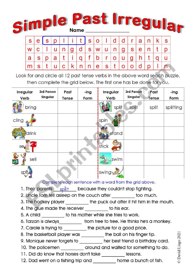 Simple Past Irregular 2 with Keys