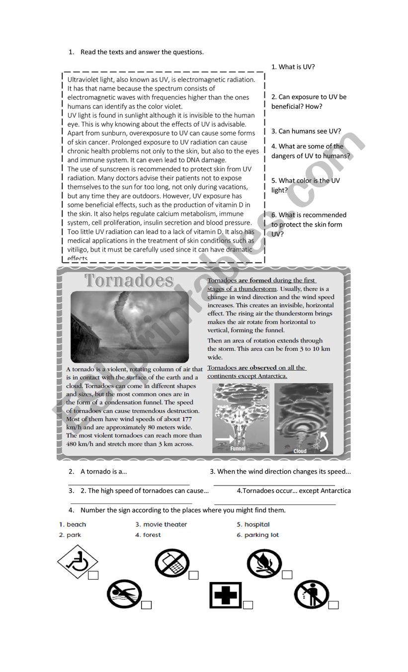 natural disaster worksheet