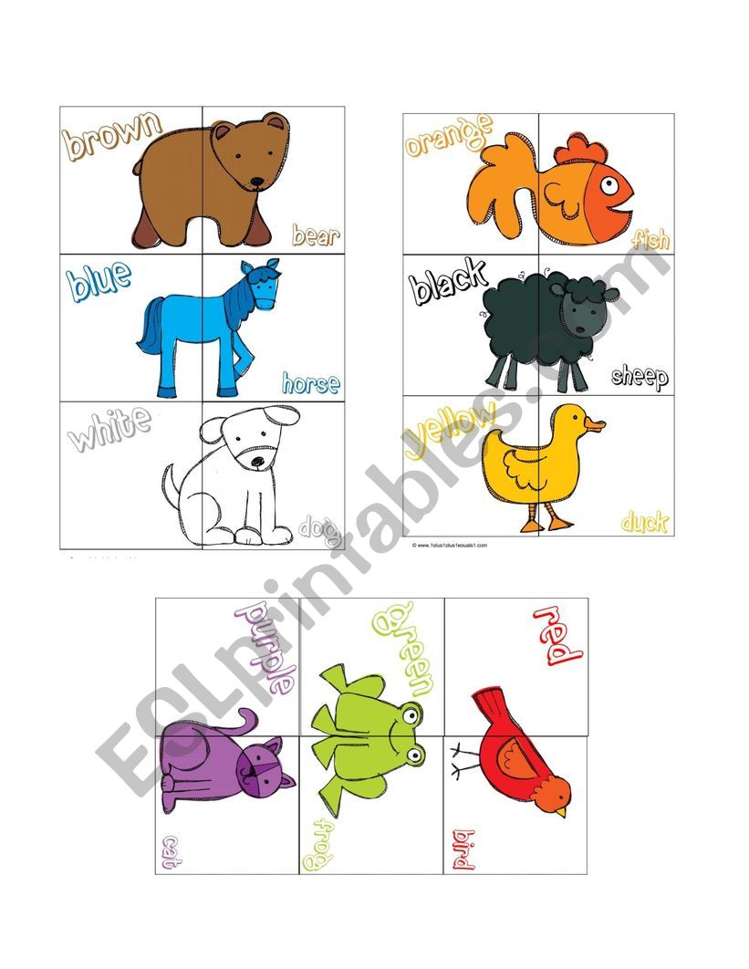 Brown Bear match up game worksheet Brown Bear match up game worksheet