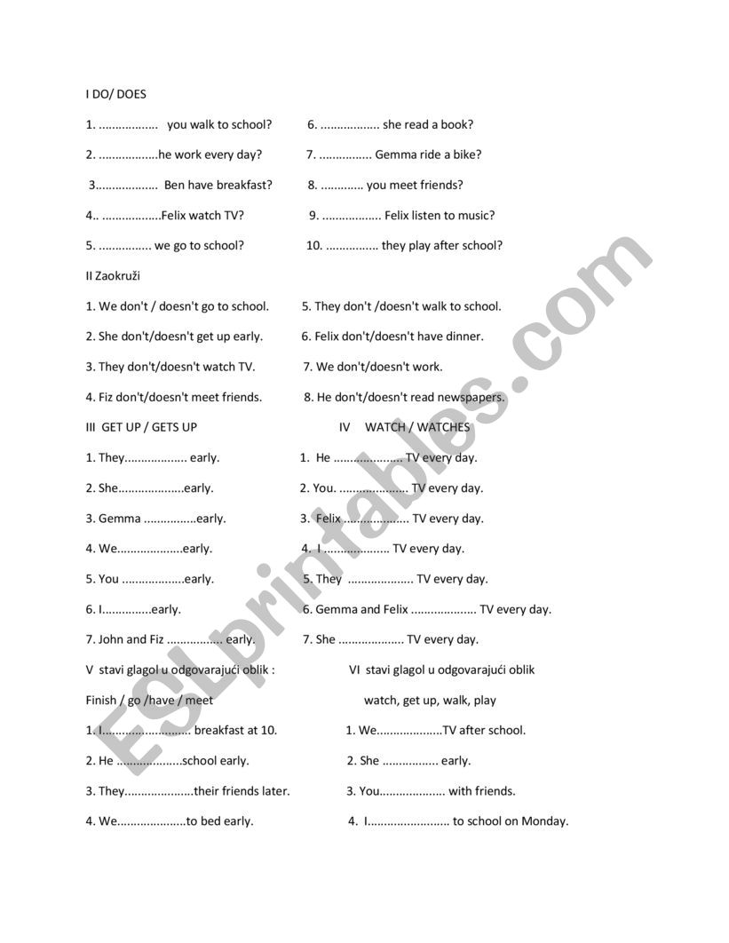 Present Simple worksheet