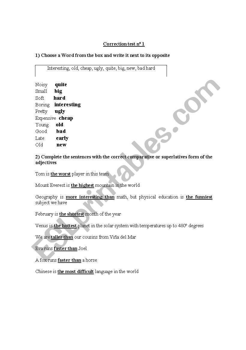 test comparatives and superlatives