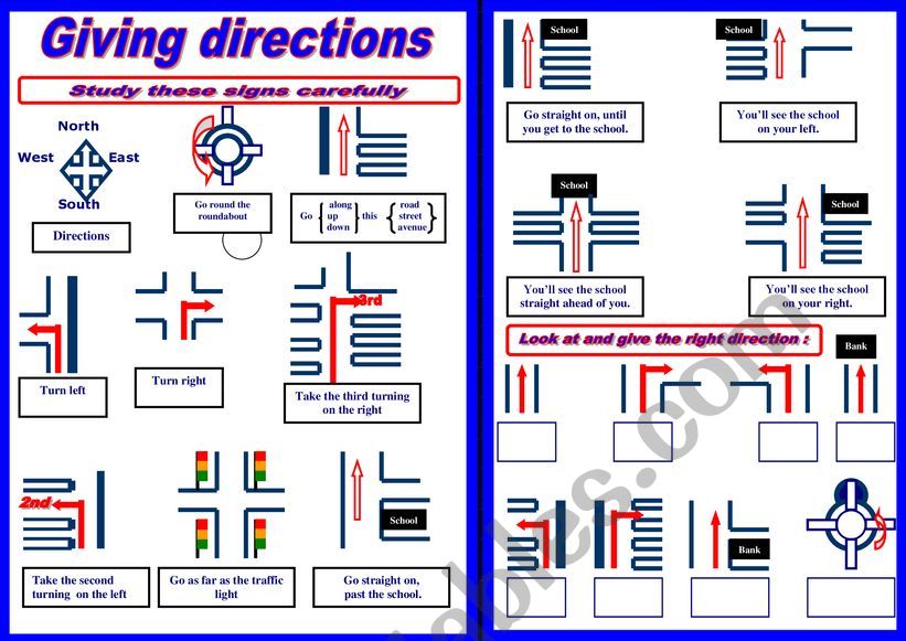 Giving directions worksheet