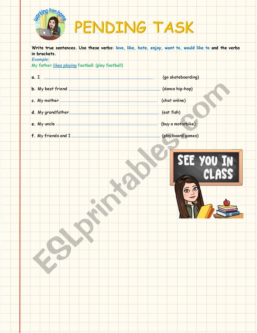 Preferences worksheet