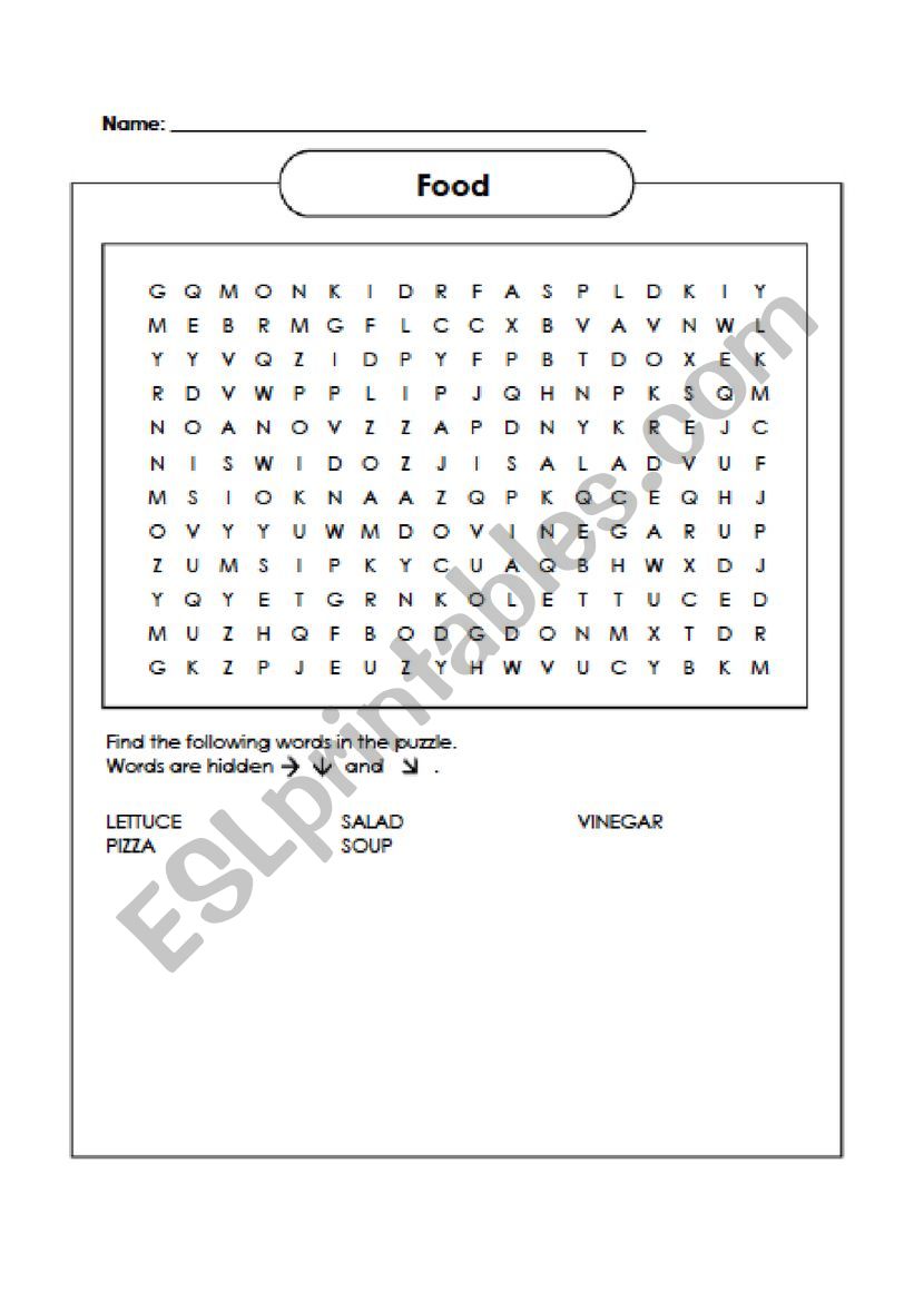 Food worksheet