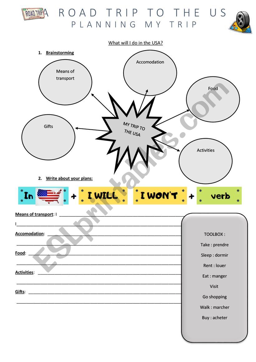 PLanning my trip - will worksheet