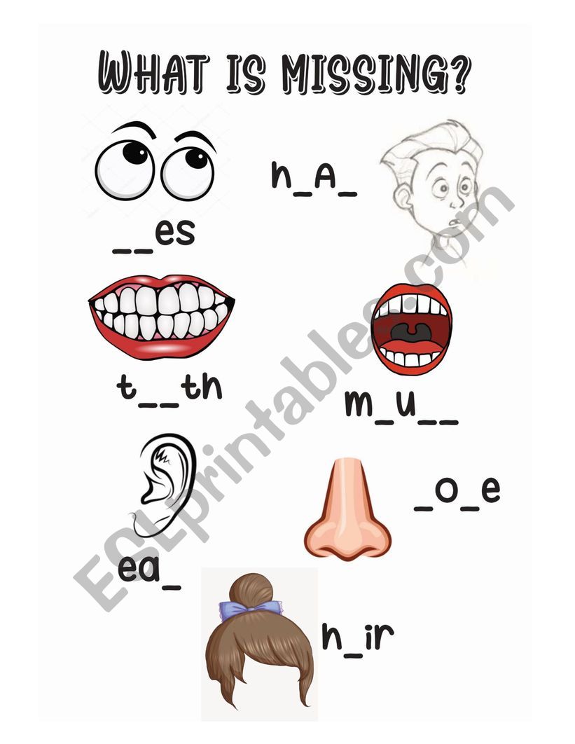 Body parts worksheet