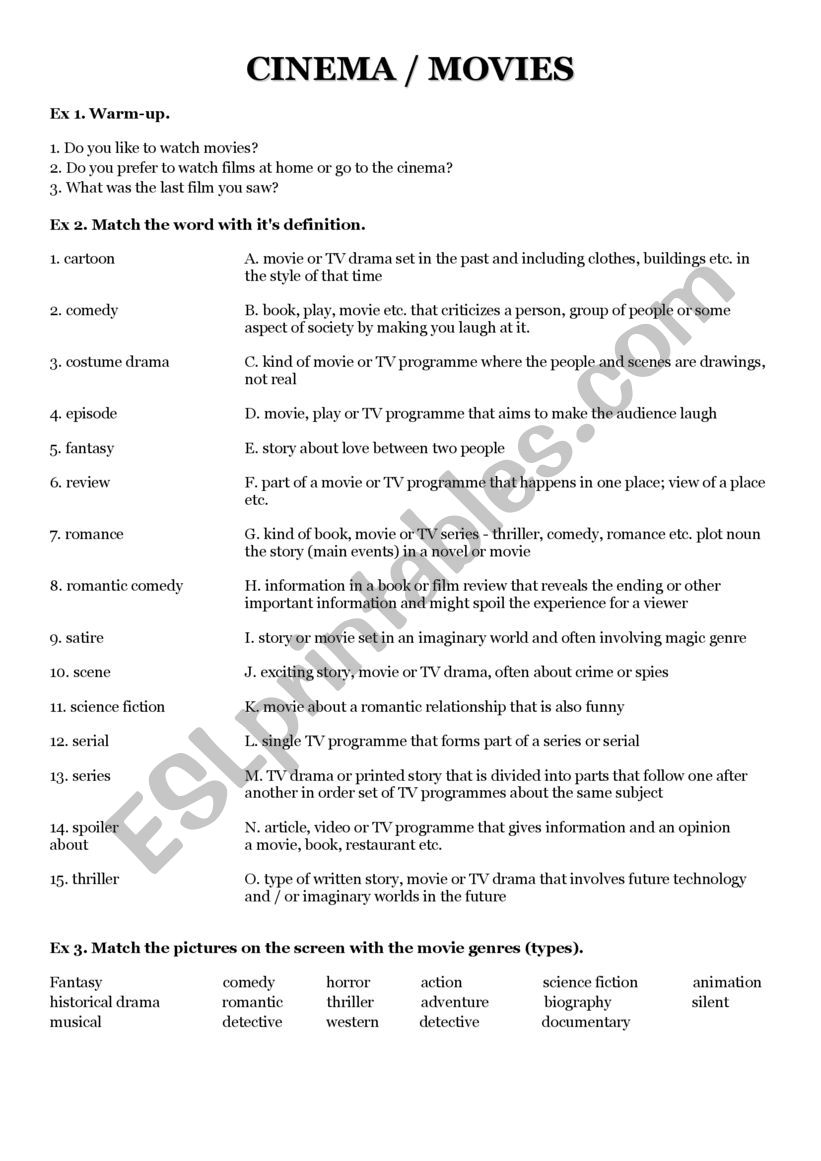 Movies worksheet