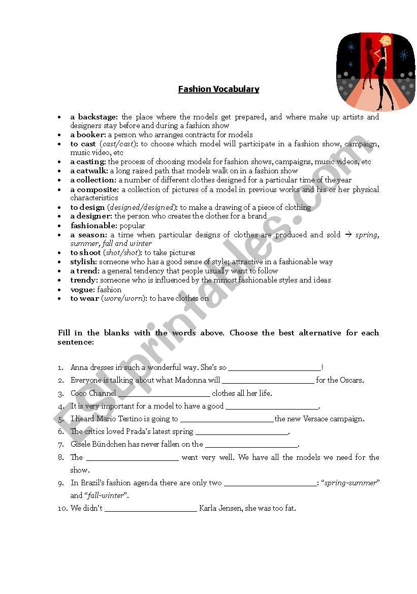 Fashion Vocabulary Exercise worksheet