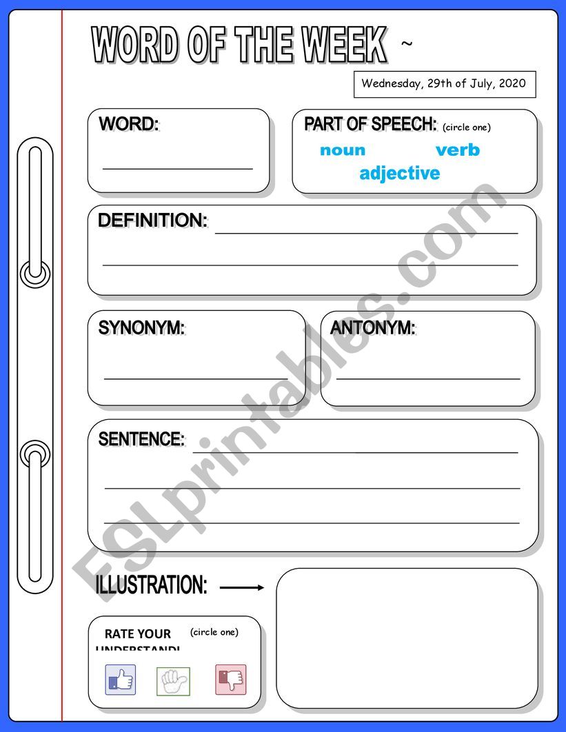 Vocabulary worksheet