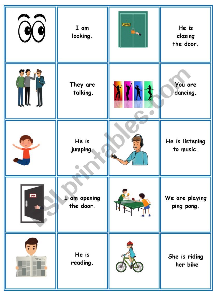 memory-present continuous worksheet