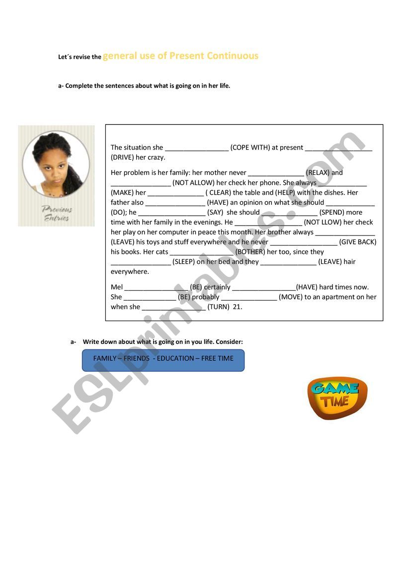 Present Continuous worksheet