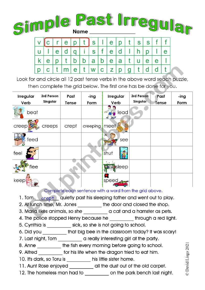 Simple Past Irregular 3 with Keys