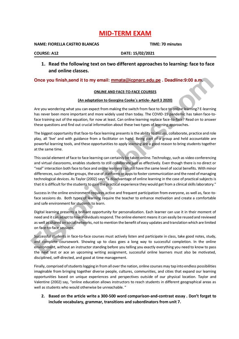 Project worksheet