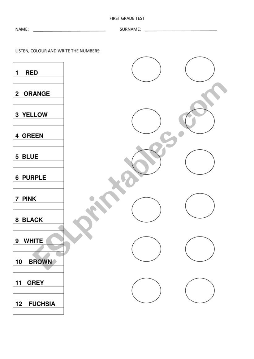 Numbers and words worksheet