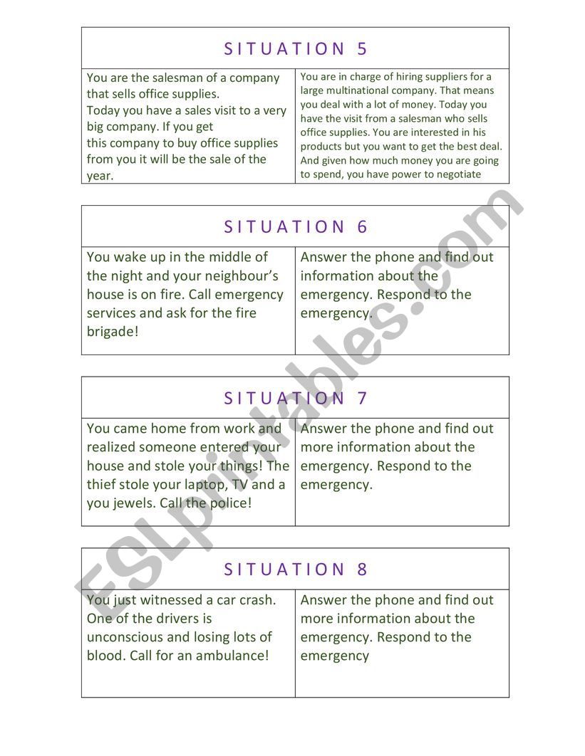 Role Plays, Part 2 worksheet