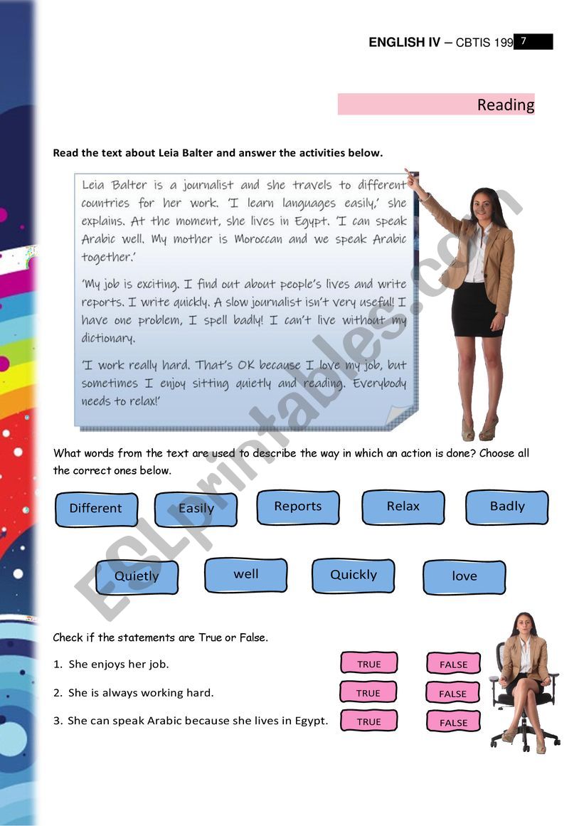 ADVERBS OF MANNER worksheet