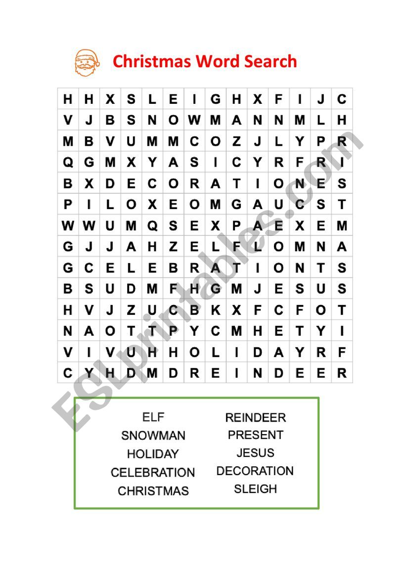 Chrismas Word Search worksheet