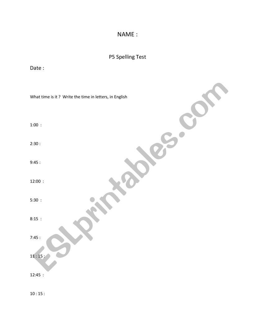 Telling The Time worksheet