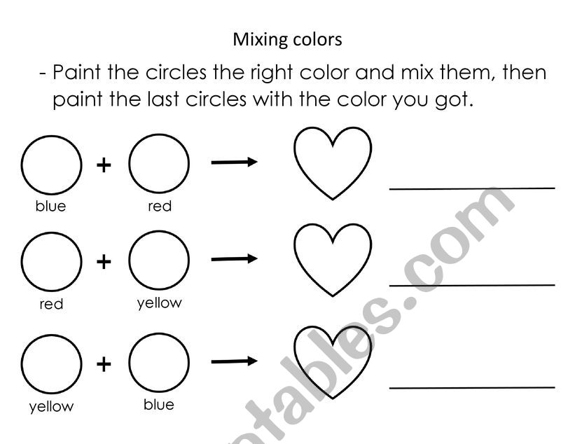 Mixing colors worksheet