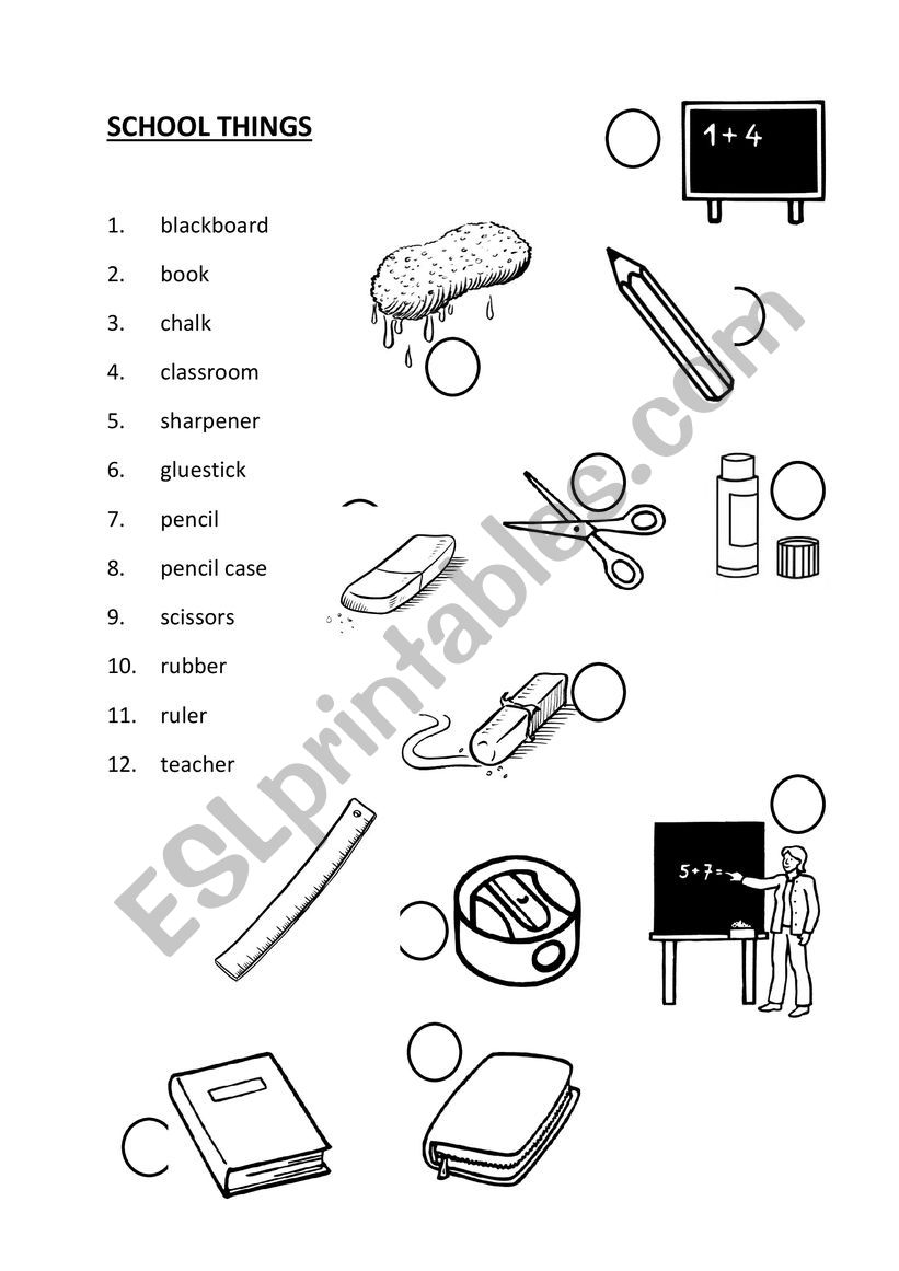 School things worksheet