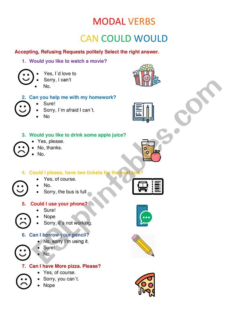 Requests Modal Verbs worksheet