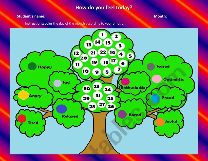 How do you feel today? worksheet