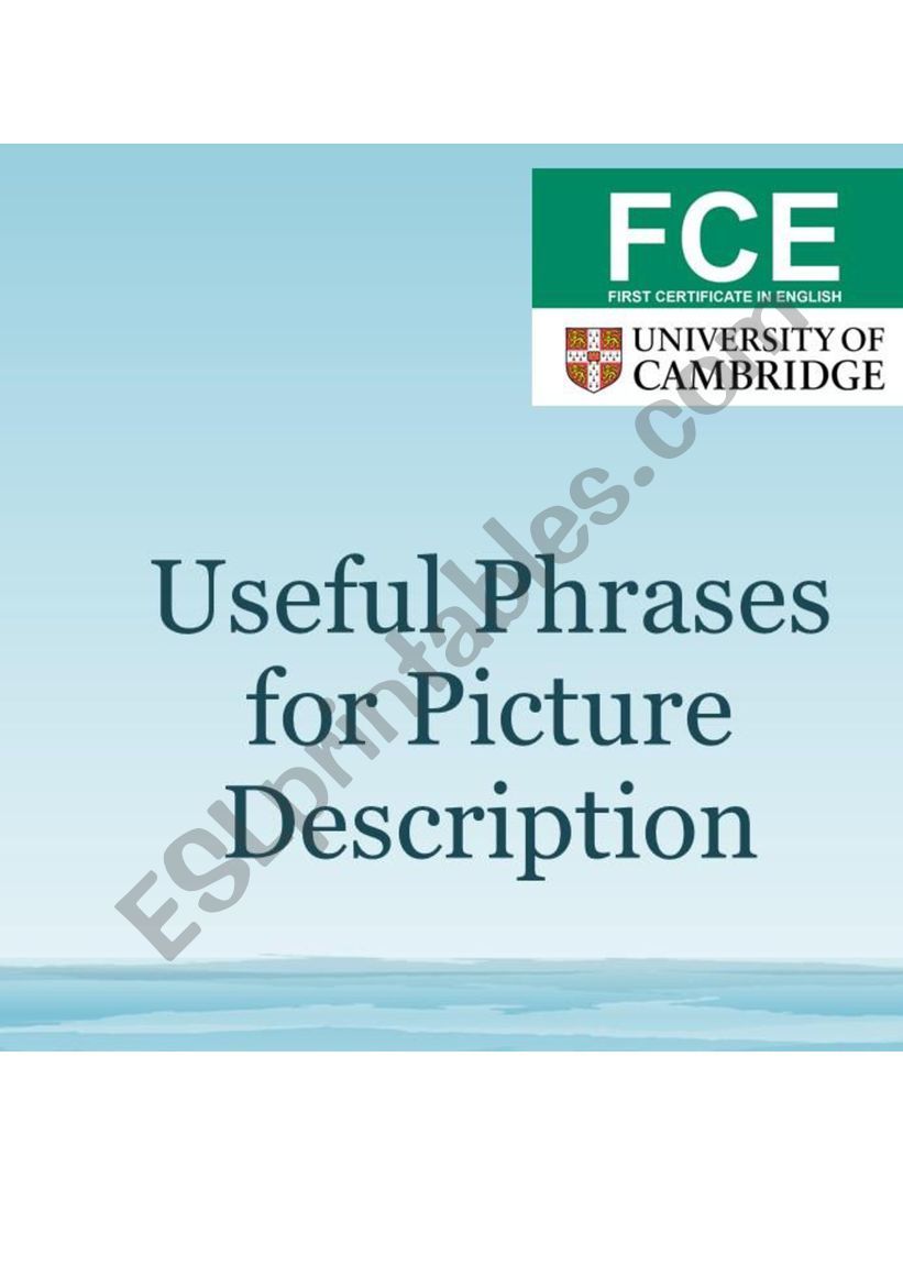 First Certificate FCE Speaking Phrases Picture Desription B2