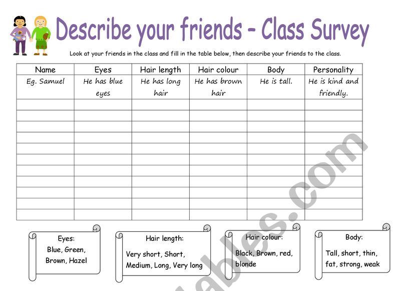 Describe Your Friends Class Survey