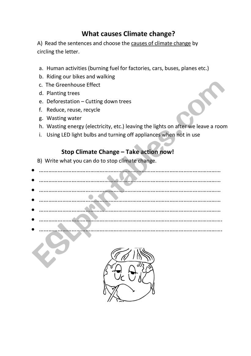 Causes of Climate Change worksheet
