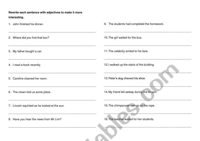 Improving Sentences with Adjectives