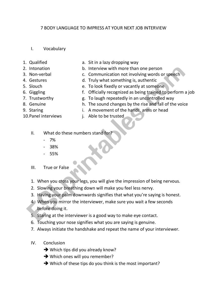 Body language in job interviews