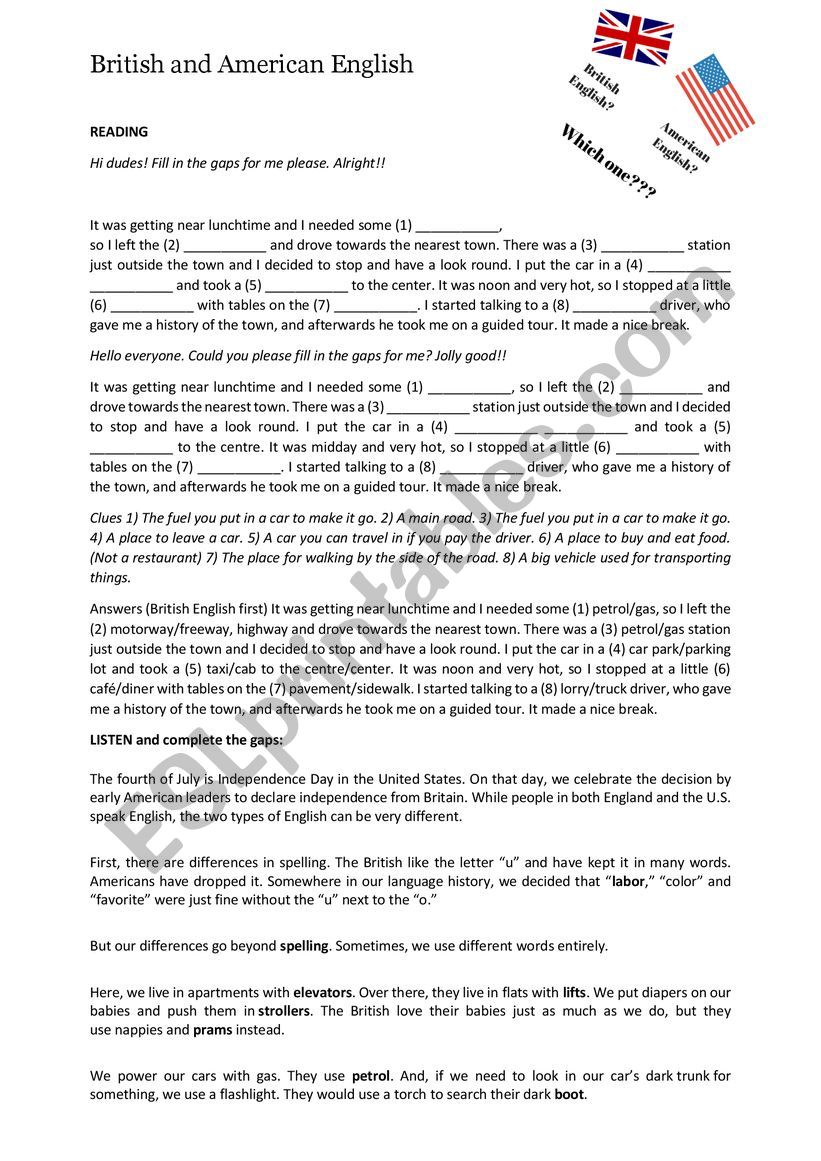 British or American? worksheet