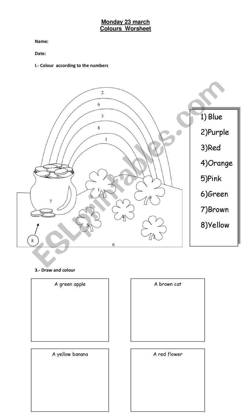 Colours worksheet