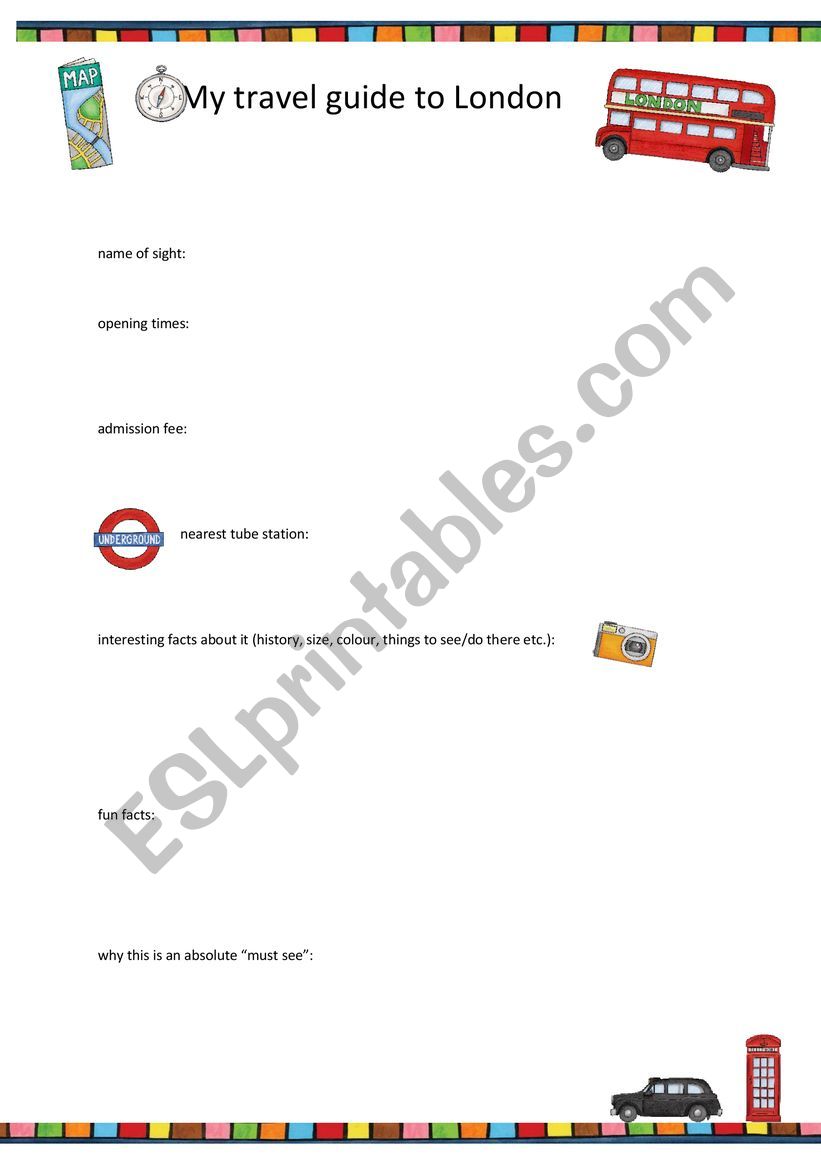 London sights worksheet worksheet